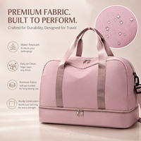 Doppelschichtige Reisetasche mit Schuhfach, Große Kapazität Weekender-Tasche für Damen, Rosa Stoff-Reisetasche