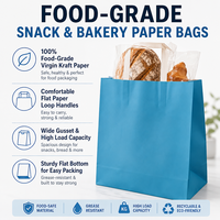 Sacs en papier kraft écologiques personnalisés pour boulangerie, sacs en papier pour collations de qualité alimentaire à fond carré avec impression numérique UV, emballage cadeau pour la vente au détail