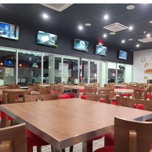 Đồ Nội Thất Bảng Màu Đỏ PU Pad Và Ghế Mì Ống Bánh Pizza Thức Ăn Nhanh Nhà Hàng Bàn Ăn Tiêu Chuẩn Ghế Bằng Gỗ Hiện Đại K/D - Product Image 3