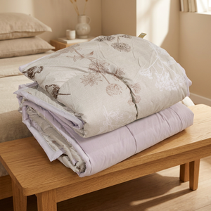 Couverture matelassée antibactérienne 2 plis, garnie de 100% de laine de chameau de Mongolie # CO49-300gr/m Laine unie, style classique, utilisable en toutes saisons, écologique - Product Image 3