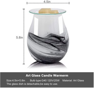 Chauffe-cire électrique Art Verre Huile parfumée Brûleur à tarte Cire sans eau Fond Parfum Bougie Veilleuse Arôme de table Décoratif - Product Image 2