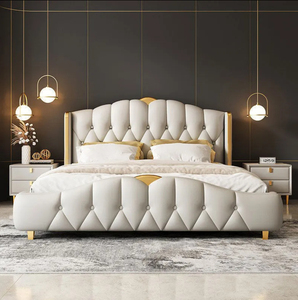 Wholesale Customizable <b>Size</b> Modern Upholstered Platform <b>Bed</b> Luxury Smart Bedroom Furniture Set for Home Hotel - Product Image 2