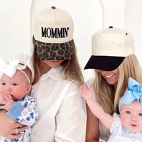 Casquette de baseball à 5 panneaux brodée Mommin, casquettes tendance pour les mamans, casquette de baseball vintage réglable en toile, cadeau pour la fête des mères