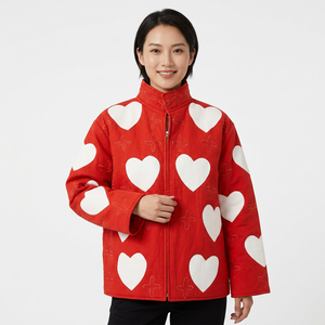 Chaqueta de Invierno Reversible de Terciopelo Tejido Suzani Beige |   Camisa Corta Vintage para Mujer, Hecha a Mano, Bordada, 100% Algodón, con Cuello Alto - Product Image 1