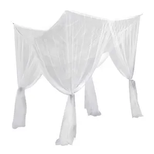 Four Side Open Home Utility Net 4 Corner Strap Queen Mosquito Net Four Columns Hanging Simple Style White Mosquito Nets