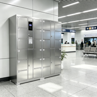 Archivador de Acero Inoxidable de 24 Puertas con Cerradura de Código, Diseño Moderno, Ahorro de Espacio, Almacenamiento Comercial para Oficina
