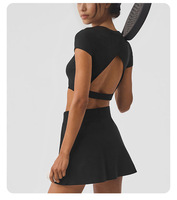 Pickleball porter manches courtes haut court t-shirt entraînement Fitness Yoga ensembles vêtements de sport femmes fille Golf Mini Tennis jupe ensemble de gymnastique