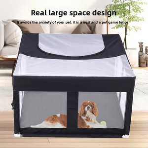 Alta prospettiva Pet <span class=keywords><strong>Dog</strong></span> tenda gioco recinzione maglia traspirante grande porta comoda sicura cerniera pieghevole tra cui box per bambini - Product Image 2