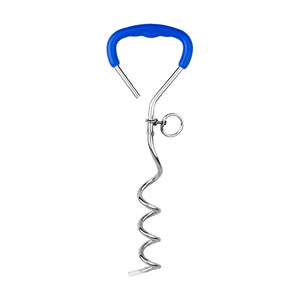 Correa para perros de alambre de acero con doble gancho, cuerda gruesa, estaca para suelo resistente para mascotas, azul, 9x40cm - Product Image 2