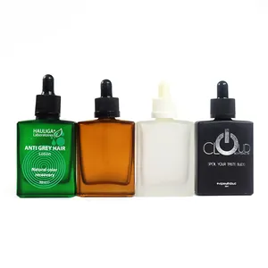 Flacone contagocce in vetro con stampa personalizzata flacone contagocce liquido rettangolare da 1Oz fondo spesso flacone contagocce rettangolare da 30Ml