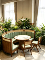 Ensemble de salle à manger pour restaurant Jiangmufang - Cadres en bois massif, dessus de table en marbre, mobilier commercial personnalisable pour restaurants