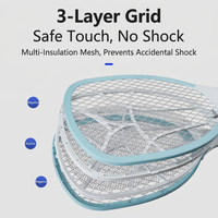 Raquette électrique anti-moustiques et anti-mouches rechargeable, vente en gros, pour usage domestique et extérieur