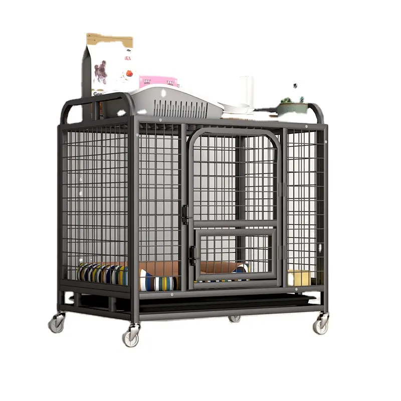 Оптовая продажа, черный металлический контейнер для собак, Прочная Большая складная уличная клетка для собак