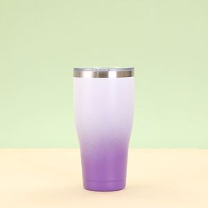 20oz Curve Tumbler Powder Coated Gradient Stainless Steel <b>Double</b> <b>Wall</b> Vacuum Insulated Mug with 2in1 Lid - Product Image 6
