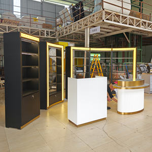 Vitrine de Luxe en Bois pour Parfumerie, Présentoir en Verre et Acier Inoxydable, Étagère Murale Personnalisée pour Boutique de Beauté - Product Image 3