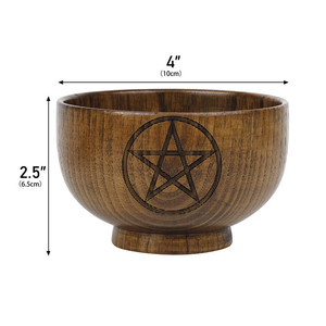 Nouveau bol en bois étoile à cinq branches du fabricant bol de rangement de déesse de lune triphasée décoration d'autel WICCA - Product Image 4