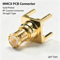 Connecteur RF droit Aurora Yu MMCX01 plaqué or pour montage sur circuit imprimé pour communication sans fil
