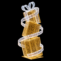 Guirlande lumineuse LED étanche IP65 avec cadre métallique, ruban en PVC et nœuds décoratifs pour boîte cadeau de Noël extérieure