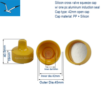 Tutup Botol Plastik PP 38mm 42mm Anti Bocor Anti Tumpah dengan Katup Silikon, Kemasan Industri untuk Saus Ketchup, Selai, Madu, dan Lainnya