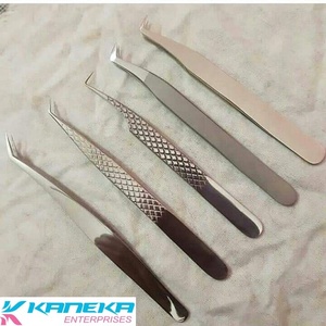 Pinzas de extensión de pestañas antideslizantes de acero inoxidable con punta de fibra de alta calidad para aplicación de maquillaje - Product Image 6