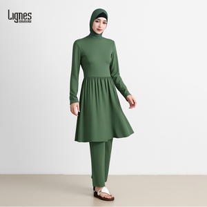 Fabricante de Burkini OEM Berkini 3 Peças Moda de Banho Modesta Traje de Banho Islâmico Conservador - Product Image 2