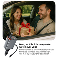 Chargeur de voiture HNT Factory Wholesale 78W rapide 4 en 1 rétractable avec 2 câbles USB Type C portable 360 °   Chargeur de voiture pour iPhone Pro Max