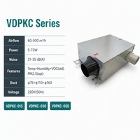 Ventilateur d'extraction intelligent série VDPKC avec détection automatique des odeurs et de l'humidité, construction flexible en acier galvanisé pour salle de bain et cuisine