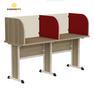 Maßgefertigte Schulbibliotheksmöbel Studierzimmer Holz-Lesetisch mit Kleinem Fach Schüler-Studierkabine und Stuhl-Set - Product Image 2