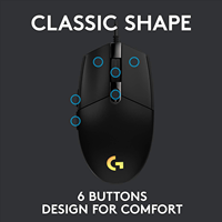 Souris de jeu Logitech G102 LIGHTSYNC Souris optique filaire 8000 DPI Rétroéclairage RVB 6 boutons programmables Ergonomique Haute précision