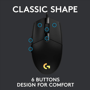 Souris de jeu Logitech G102 LIGHTSYNC Souris optique filaire 8000 DPI Rétroéclairage RVB 6 boutons programmables Ergonomique Haute précision - Product Image 4