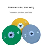 Accessoires d'entraînement en caoutchouc complet pour la salle de sport à domicile Squat Bench Press Deadlift Workout Essentials Plaque de pare-chocs en acier coloré Barbell