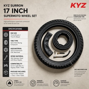 Ensemble de pneus <span class=keywords><strong>semi</strong></span>-slicks de course KYZ Surron 17 pouces avec chambre à air pour Supermoto, haute performance pour la piste et l'extérieur - Product Image 2