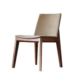 Luxo design couro material conciso simples jantar madeira maciça jantar cadeira