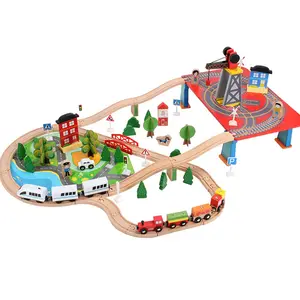 批发流行儿童圆轨火车玩具超酷火火车套装搞笑木制槽玩具