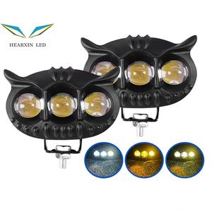 Lampe <span class=keywords><strong>LED</strong></span> Hibou à 3 yeux Projecteurs de tir à <span class=keywords><strong>longue</strong></span> <span class=keywords><strong>portée</strong></span> haute luminosité Jaune Blanc <span class=keywords><strong>Phare</strong></span> de <span class=keywords><strong>moto</strong></span> Universel pour voiture - Product Image 1