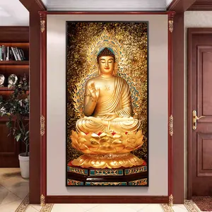 Pósteres religiosos de Buda dorado, pinturas artísticas en lienzo, arte de pared moderno, imágenes para decoración del hogar y la sala de estar