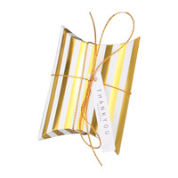 Elegantes Cajas de Regalo de Cartón con Rayas Doradas, Laminado Mate, Forro de Esponja, Cordón Elástico, Etiquetas Colgantes de Agradecimiento