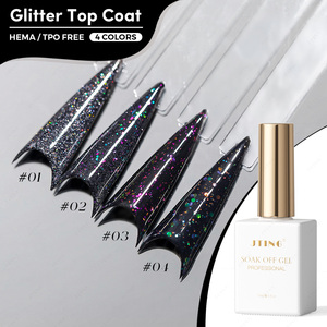 JTING Long Lasting <b>Glitter</b> Top Coat Gel Polish 4colors Work With Any Base Color Gel High Shine Sparkle Finish TPO/Hema Free OEM - Product Image 1