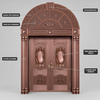 Système de porte en cuivre orné avec panneaux ovales à médaillon pour l'entrée principale de la Grande Halle d'Opéra