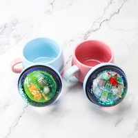Liquide noël boisson tasse lait thé eau tasse à café dessin animé tasse en céramique avec eau paillettes flotteur neige Globe couvercle