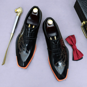 High-end British-style Business Formal Genuine Leather Oxford <b>Shoes</b> Men Pointed-Toe Handcrafted Groom Lace-Up Evergreen - Product Image 2