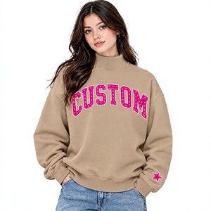 Nuovo Design Felpa da Donna Taglie Forti a Collo Alto con Spalle Scivolate, Tinta Unita, Invernale, Eco-Friendly, Vestibilità Rilassata - Product Image 1