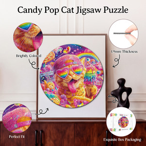 Puzzle 3D à Effet Visuel Chat Coloré 1000 Pièces, Puzzle Chat Bonbon Pop pour Cadeau d'Anniversaire - Product Image 3