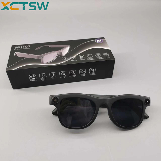 New WK103 Smart Glasses AI Assistant Real-time Translation IP45 Waterproof 290mAh Battery Type-C Charging 1080P Video