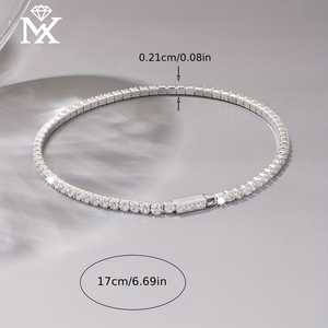 1PC 925 Plata Moda Elegante 2mm Cadena de Zirconia Artificial Pulsera de Tenis Pulsera de Cadena Premium - Product Image 6