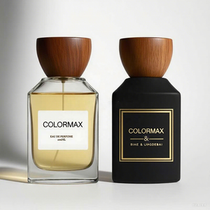 Botella de Perfume de cristal negro mate personalizada 30ml 50ml 100mL tapa de madera engarzada redonda vacía botella de Spray de Perfume con caja - Product Image 2