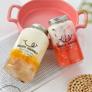 Copo descartável transparente de PET para chá de bolhas (Boba) de 400ml, 500ml, 550ml e 650ml com tampa de alumínio para chá com leite e suco. - Product Image 1