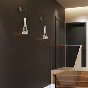 Lampe murale de luxe tout en cuivre, style nordique minimaliste, design créatif postmoderne pour salon, chevet, couloir, cristal pour la décoration de la maison - Product Image 5