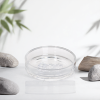 Porte-savon en verre transparent rond et plat personnalisé en usine, plateau porte-savon de salle de bain, verrerie personnalisée avec contour et logo couleur sur mesure