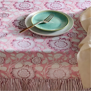 <span class=keywords><strong>Tovaglia</strong></span> in <span class=keywords><strong>Cotone</strong></span> 100% con Design Personalizzato, 60 Pollici, Motivo a Righe e Fiori, Colore <span class=keywords><strong>Rosa</strong></span> - Product Image 4
